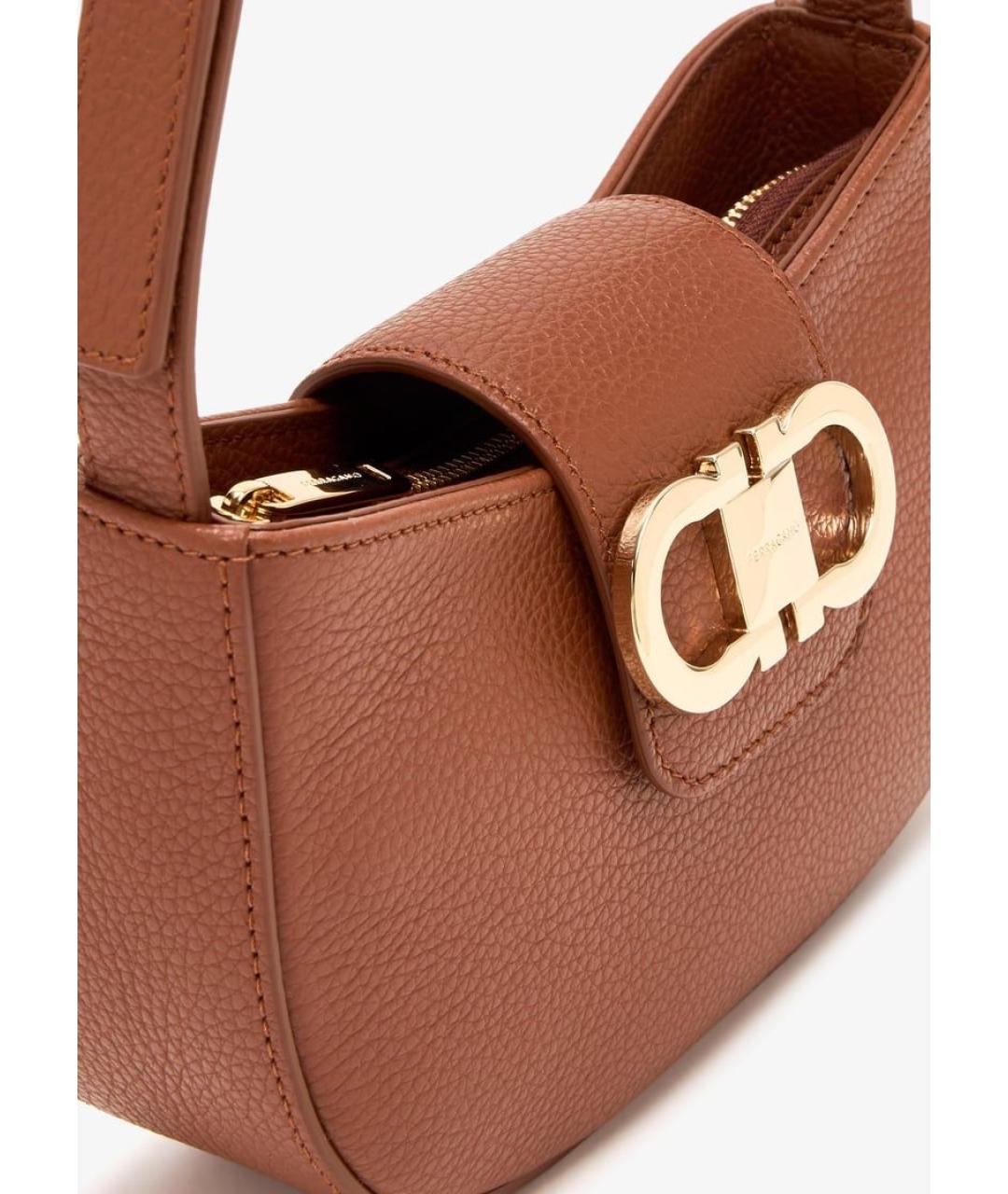 FERRAGAMO Коричневая кожаная сумка через плечо, фото 2