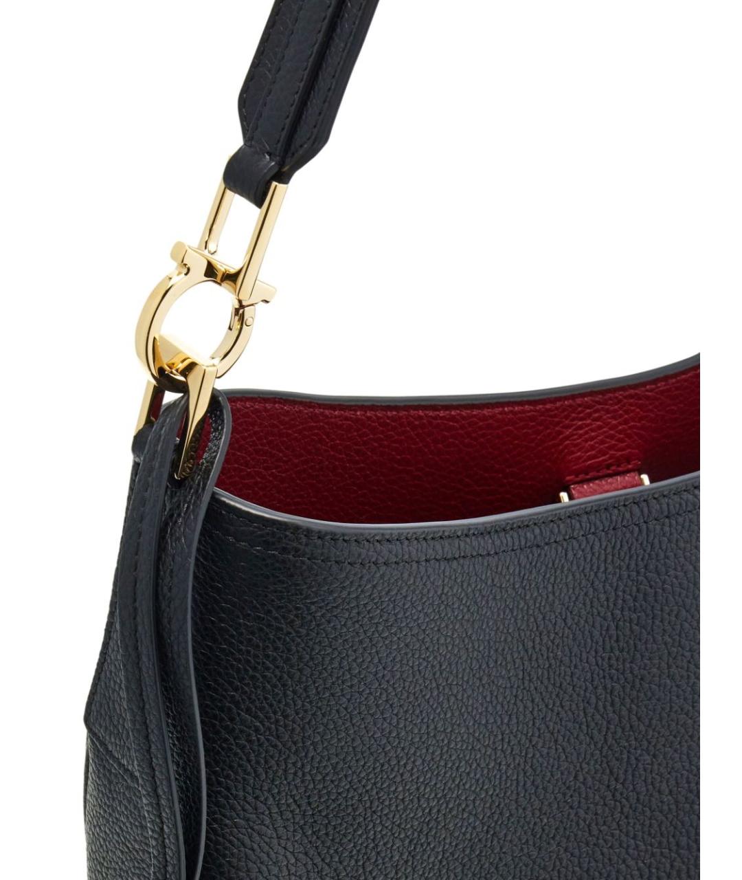 FERRAGAMO Черная кожаная сумка через плечо, фото 3