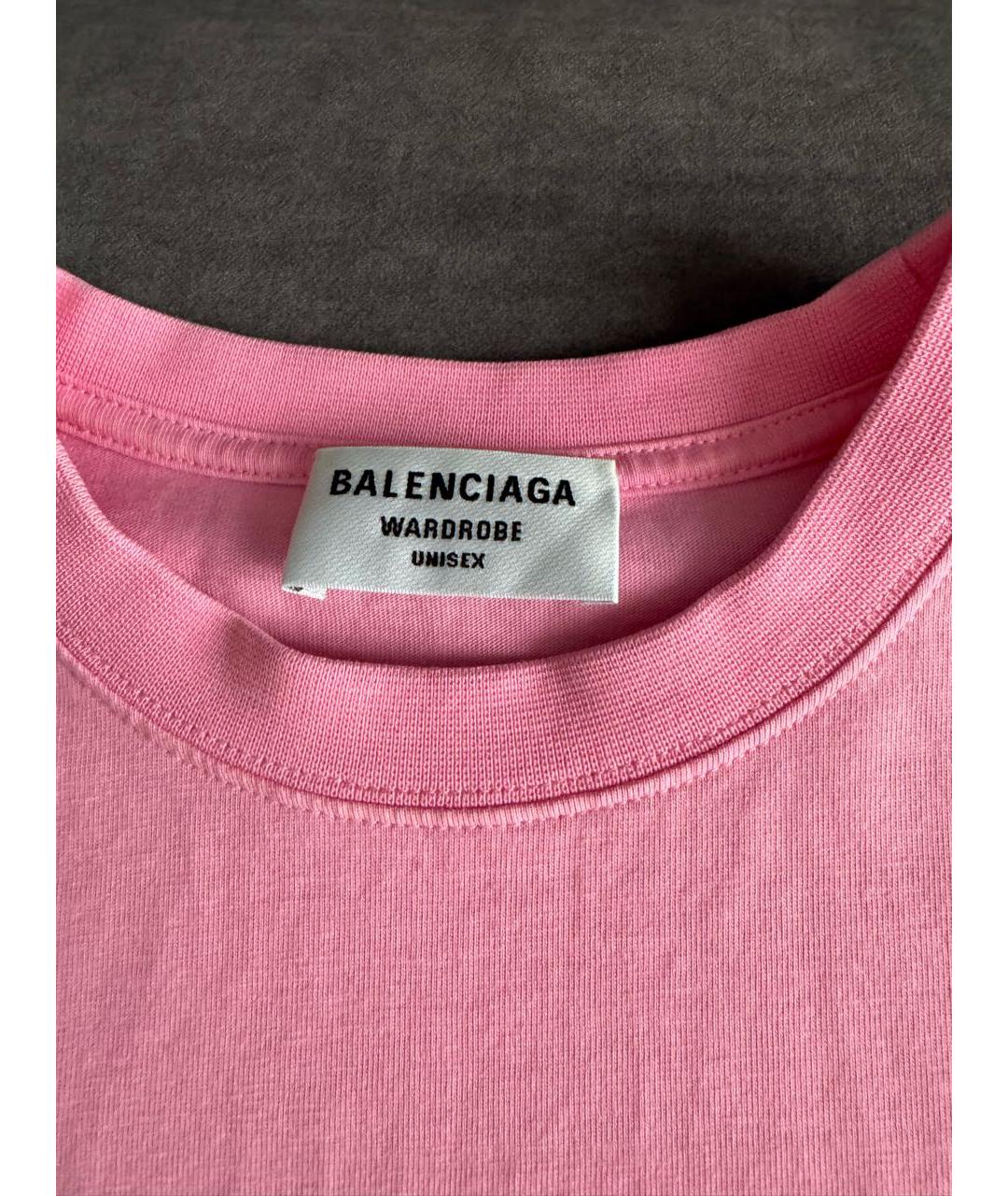 BALENCIAGA Розовая хлопковая футболка, фото 4