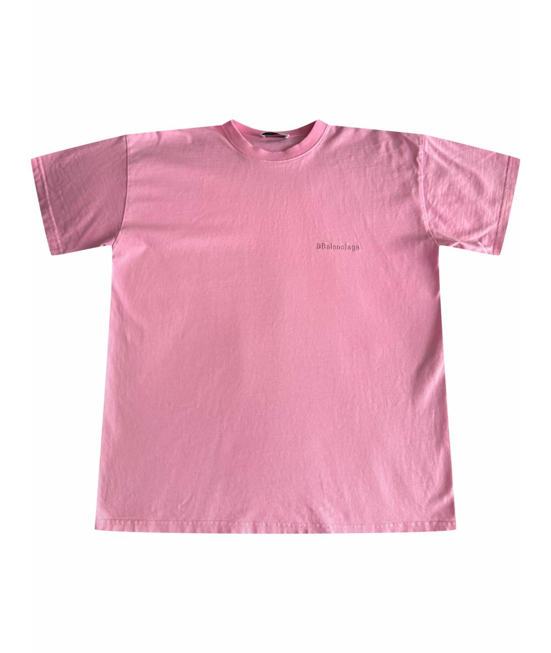 BALENCIAGA Розовая хлопковая футболка, фото 1