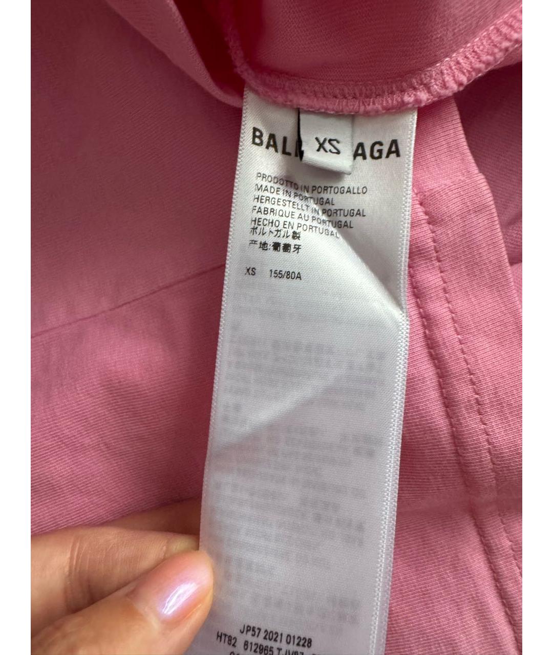 BALENCIAGA Розовая хлопковая футболка, фото 5