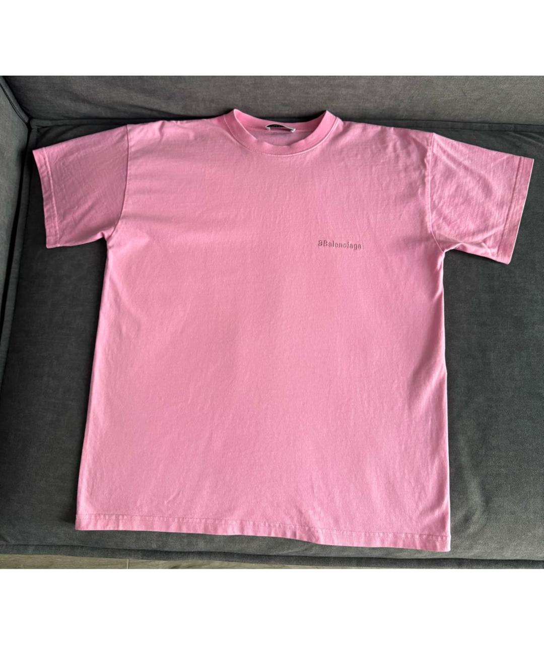 BALENCIAGA Розовая хлопковая футболка, фото 6