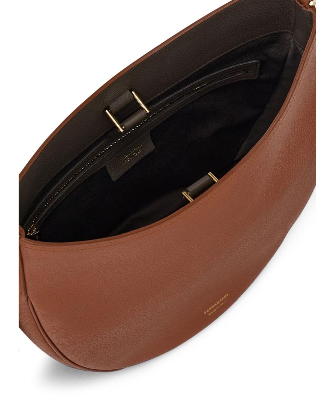 FERRAGAMO Коричневая кожаная сумка через плечо, фото 3