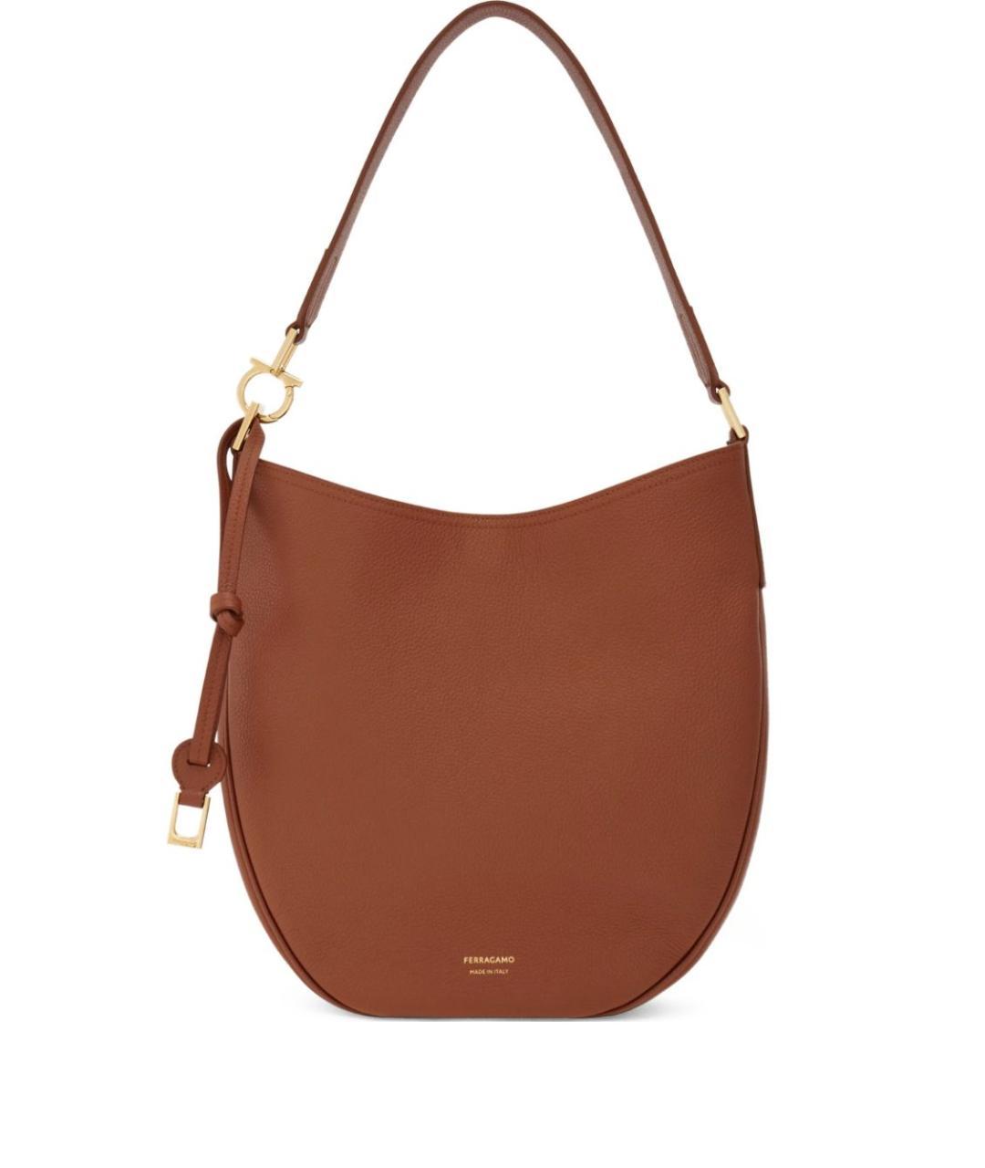 FERRAGAMO Коричневая кожаная сумка через плечо, фото 1