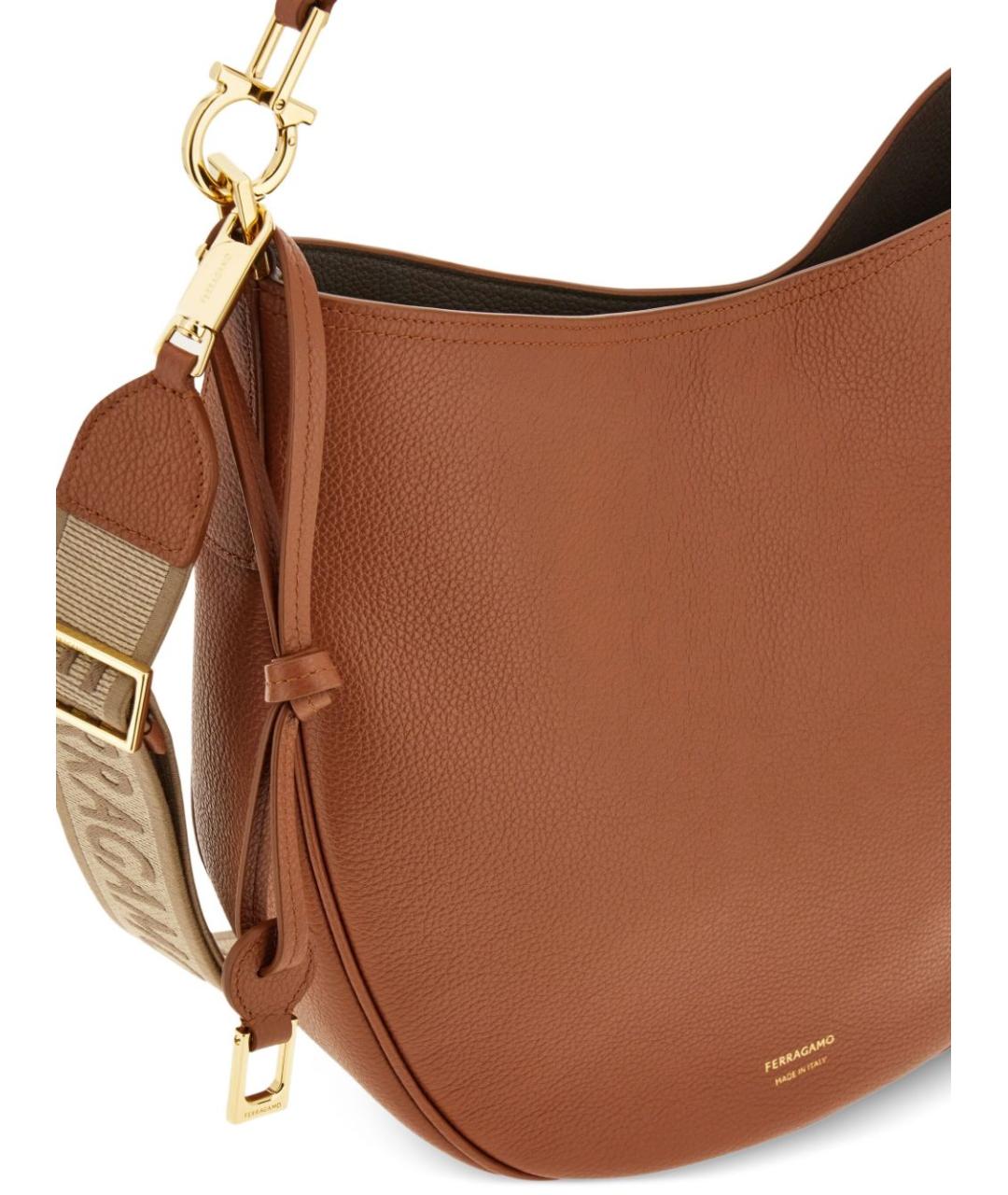 FERRAGAMO Коричневая кожаная сумка через плечо, фото 4
