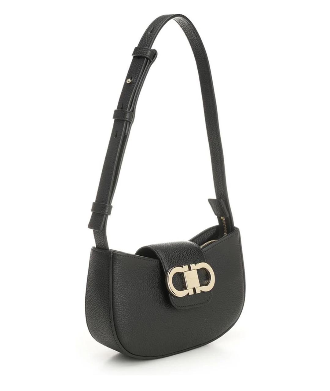 FERRAGAMO Черная кожаная сумка через плечо, фото 3