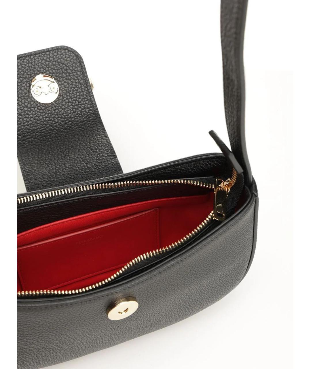 FERRAGAMO Черная кожаная сумка через плечо, фото 4