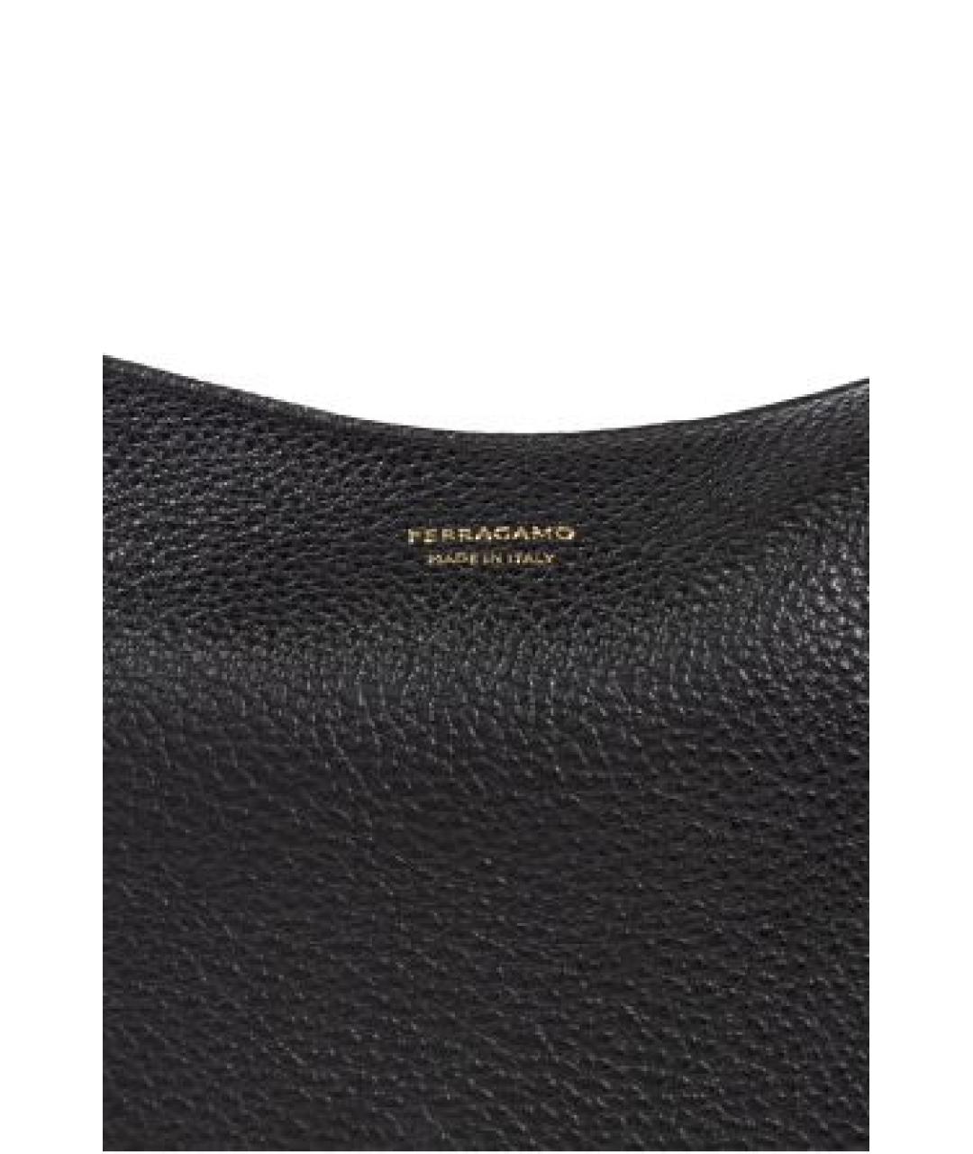 FERRAGAMO Черная кожаная сумка через плечо, фото 5