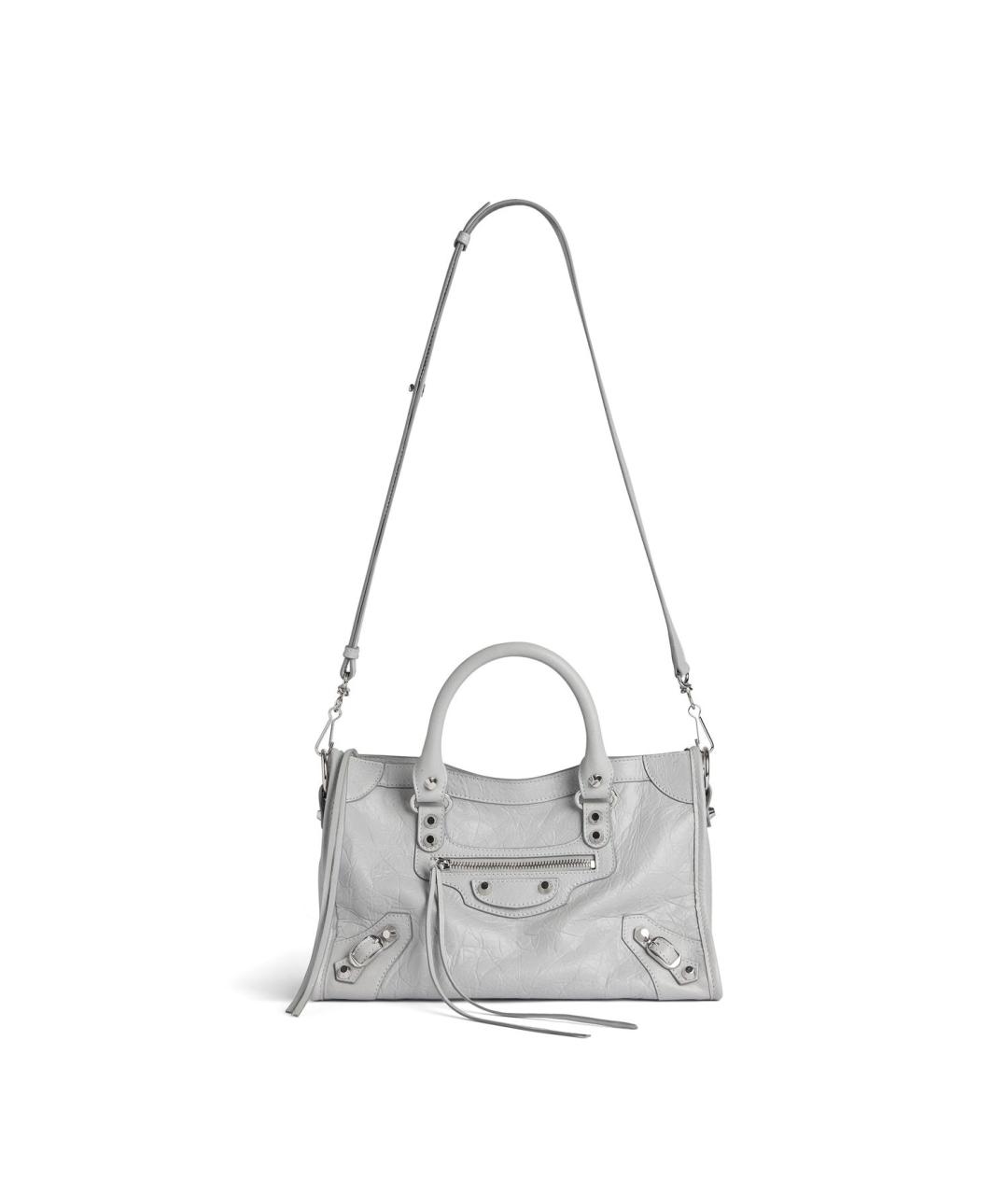 BALENCIAGA Серая кожаная сумка тоут, фото 4