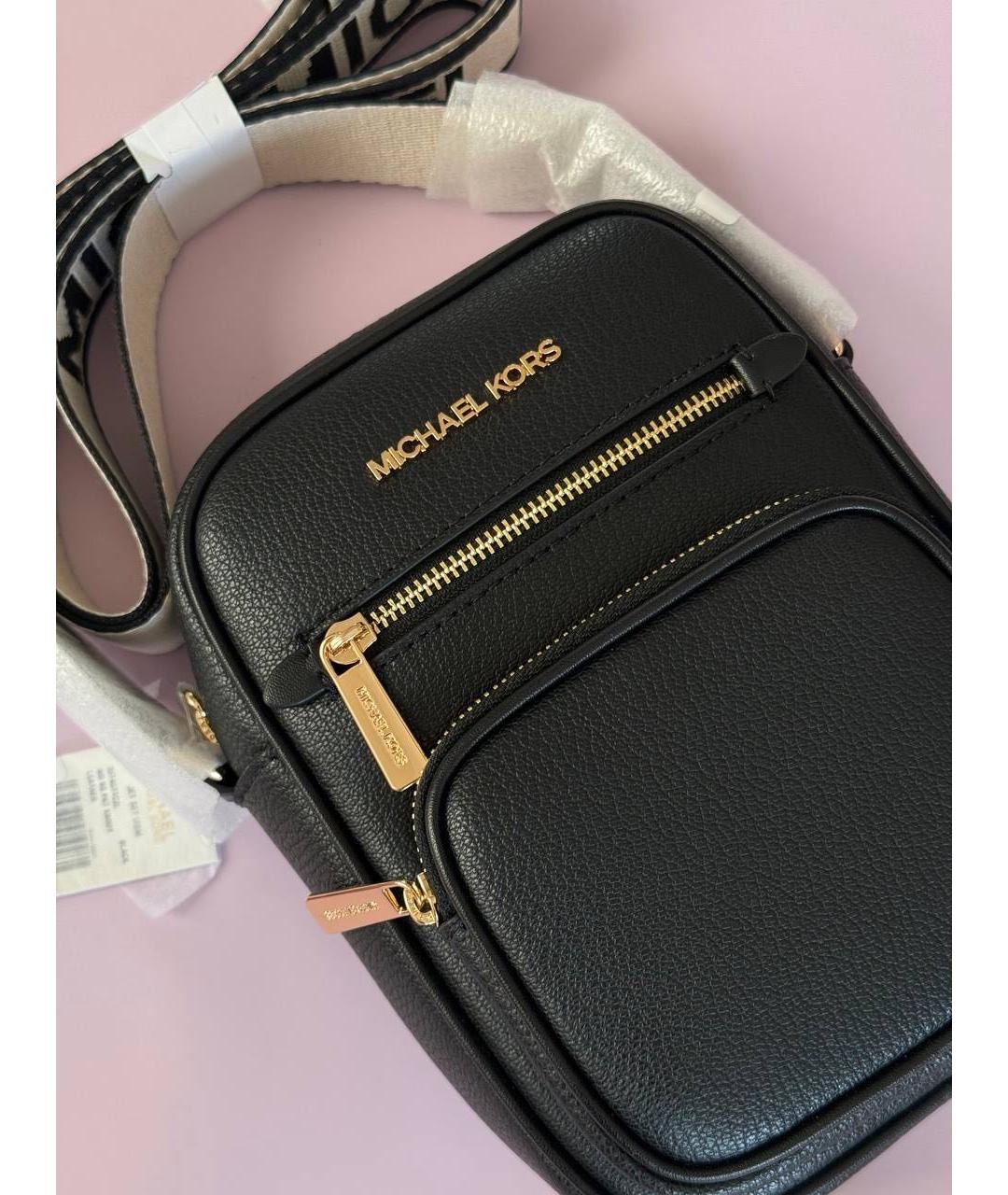 MICHAEL KORS Черная кожаная сумка через плечо, фото 3