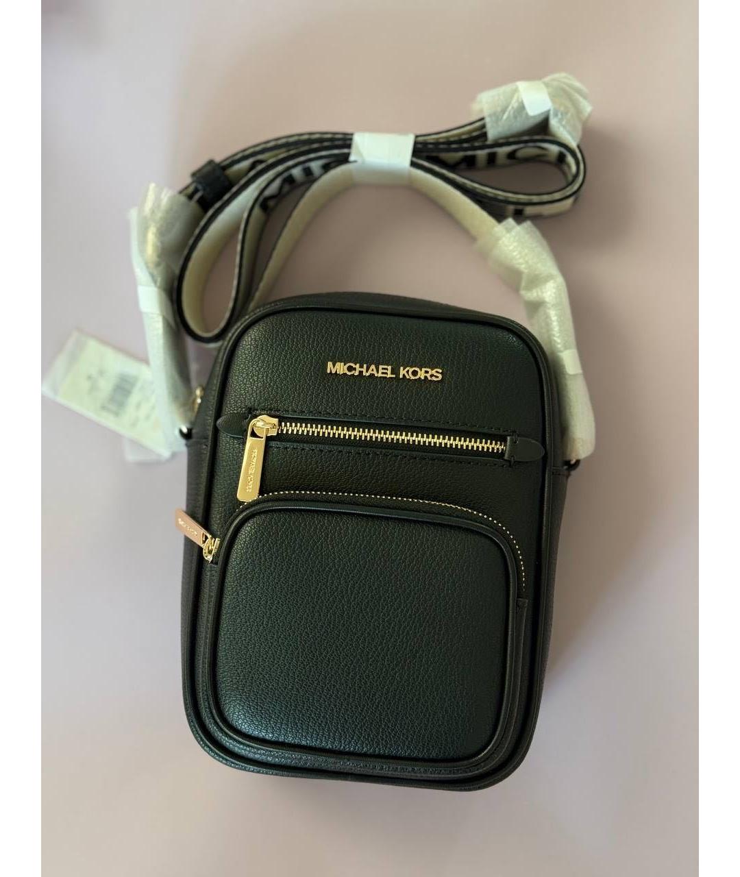 MICHAEL KORS Черная кожаная сумка через плечо, фото 2
