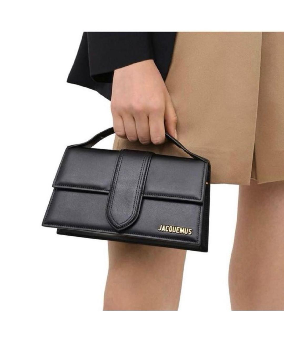 JACQUEMUS Черная кожаная сумка с короткими ручками, фото 4