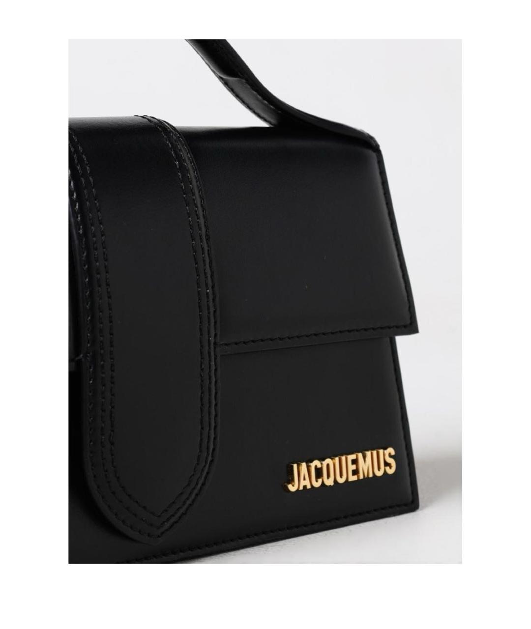 JACQUEMUS Черная кожаная сумка с короткими ручками, фото 6