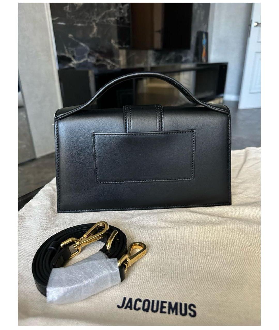JACQUEMUS Черная кожаная сумка с короткими ручками, фото 3