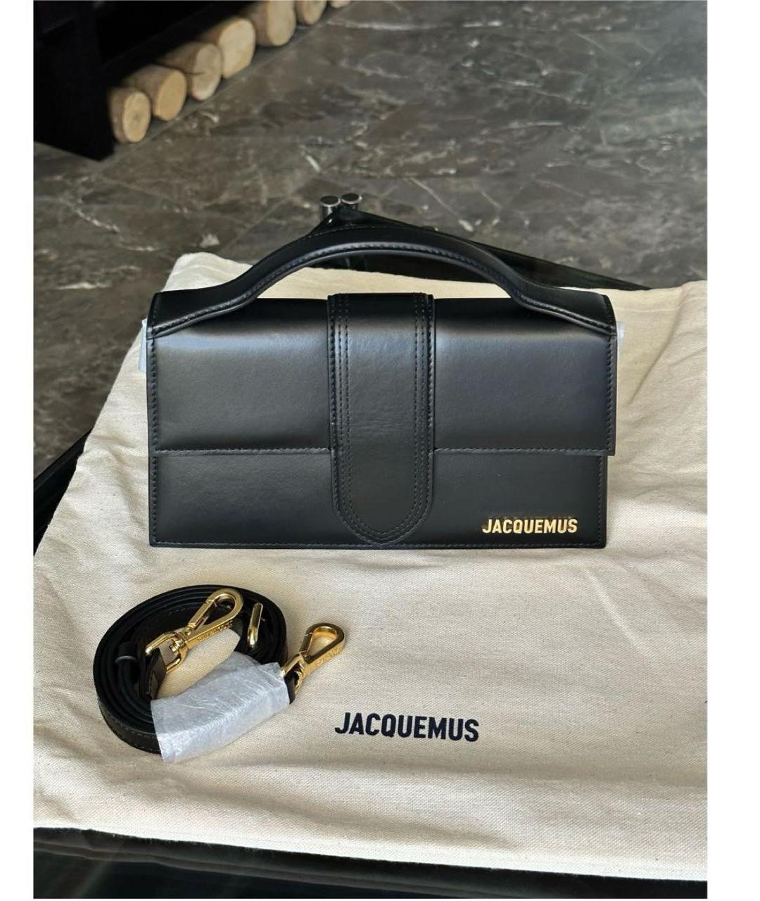 JACQUEMUS Черная кожаная сумка с короткими ручками, фото 2