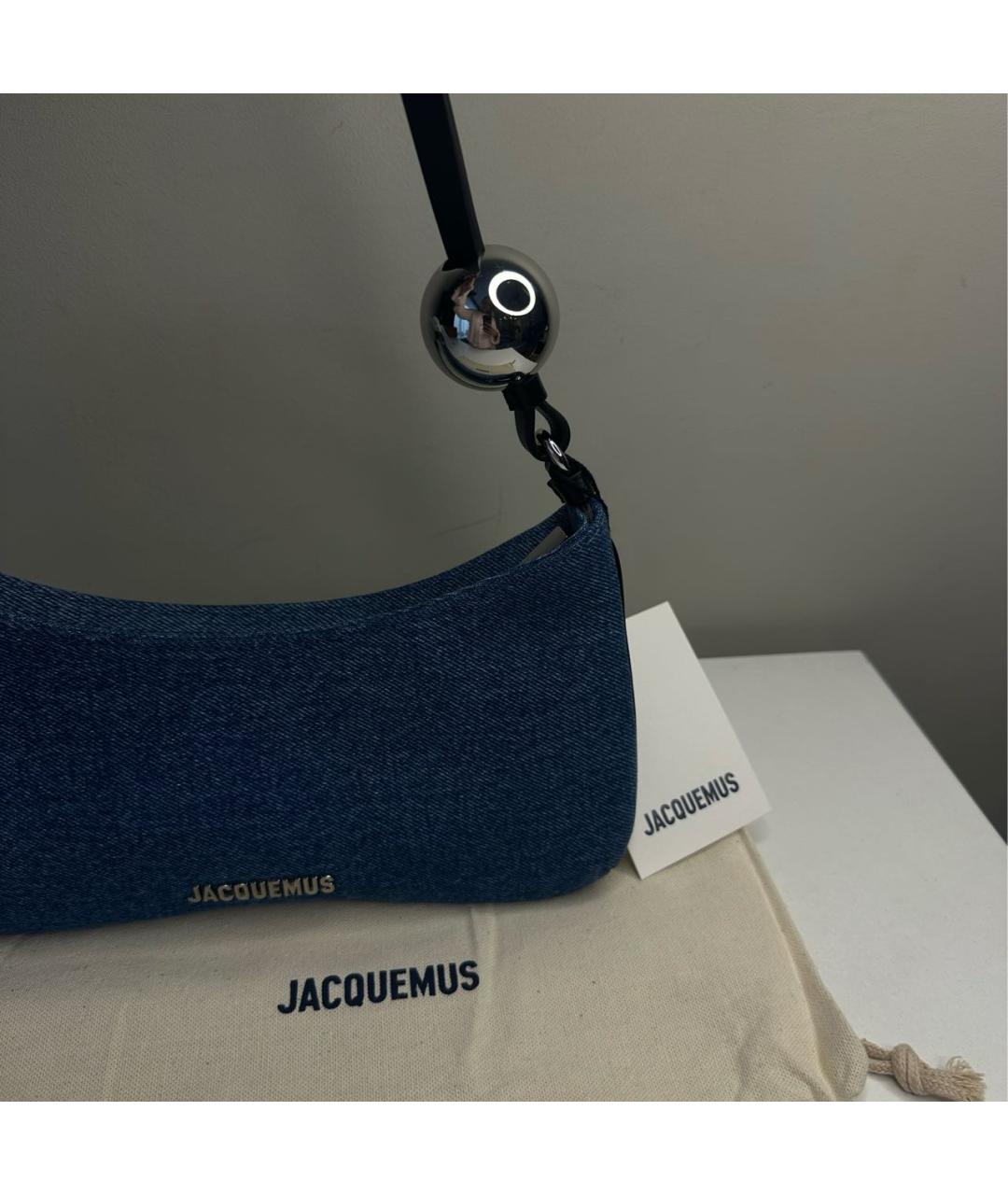 JACQUEMUS Голубая деним сумка через плечо, фото 4