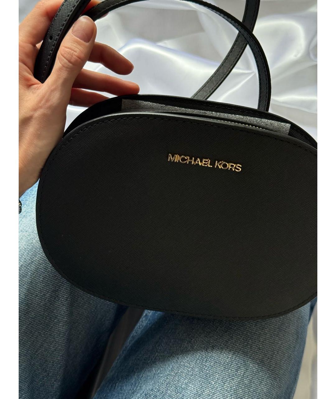 MICHAEL KORS Черная кожаная сумка через плечо, фото 6