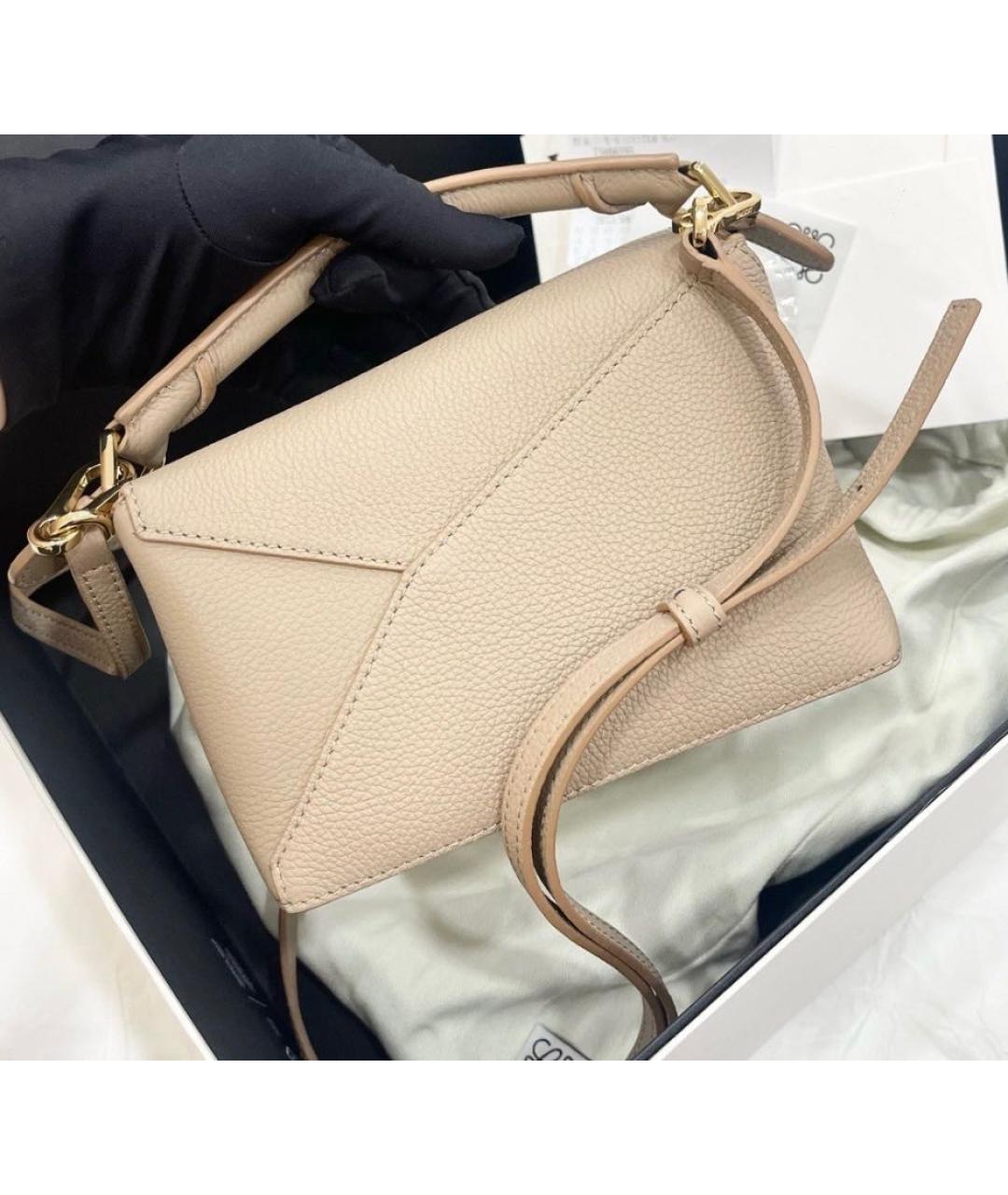 LOEWE Бежевая кожаная сумка через плечо, фото 3
