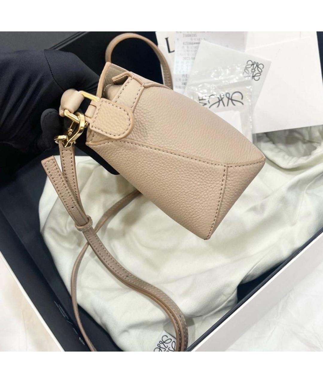 LOEWE Бежевая кожаная сумка через плечо, фото 5