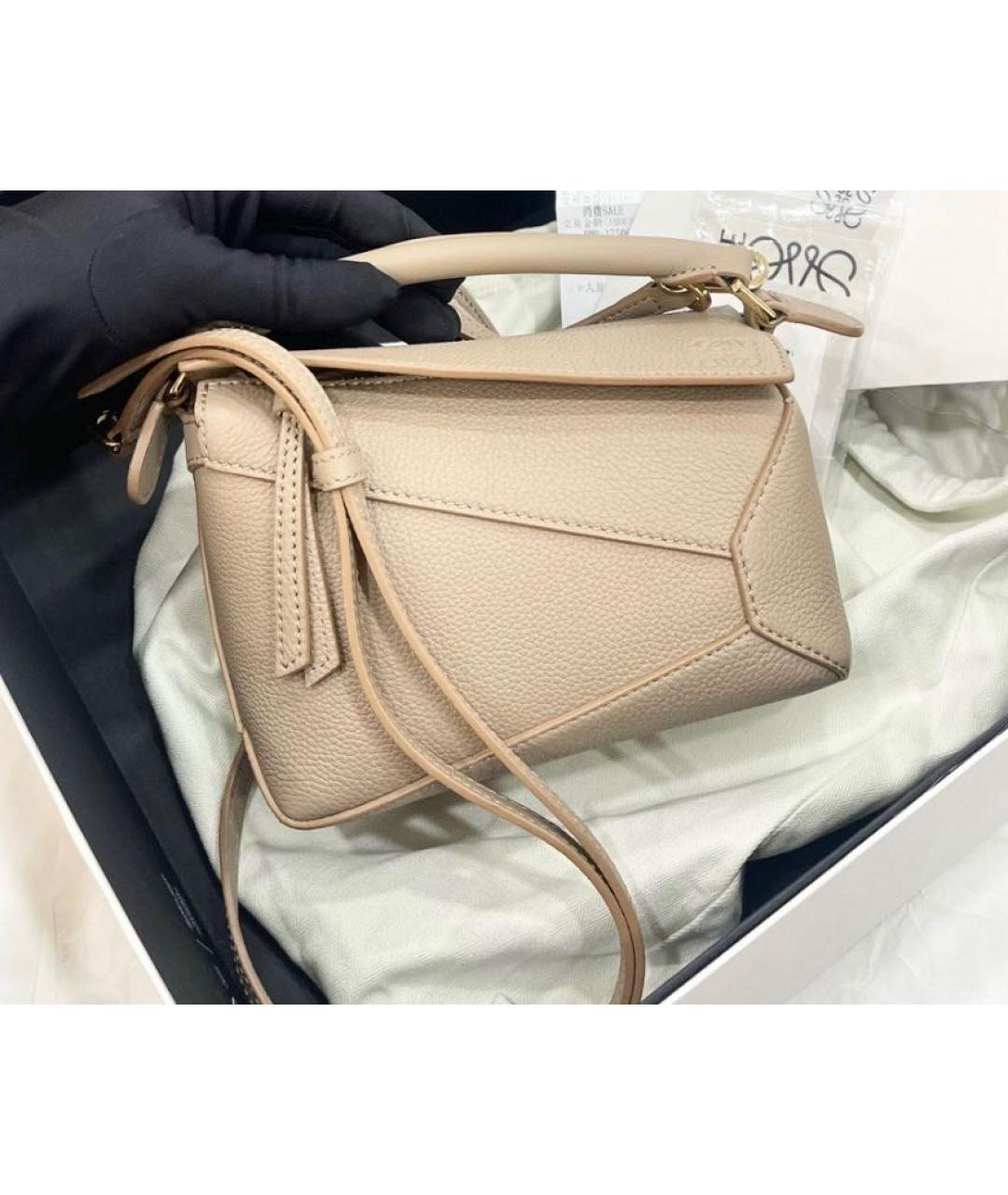 LOEWE Бежевая кожаная сумка через плечо, фото 2