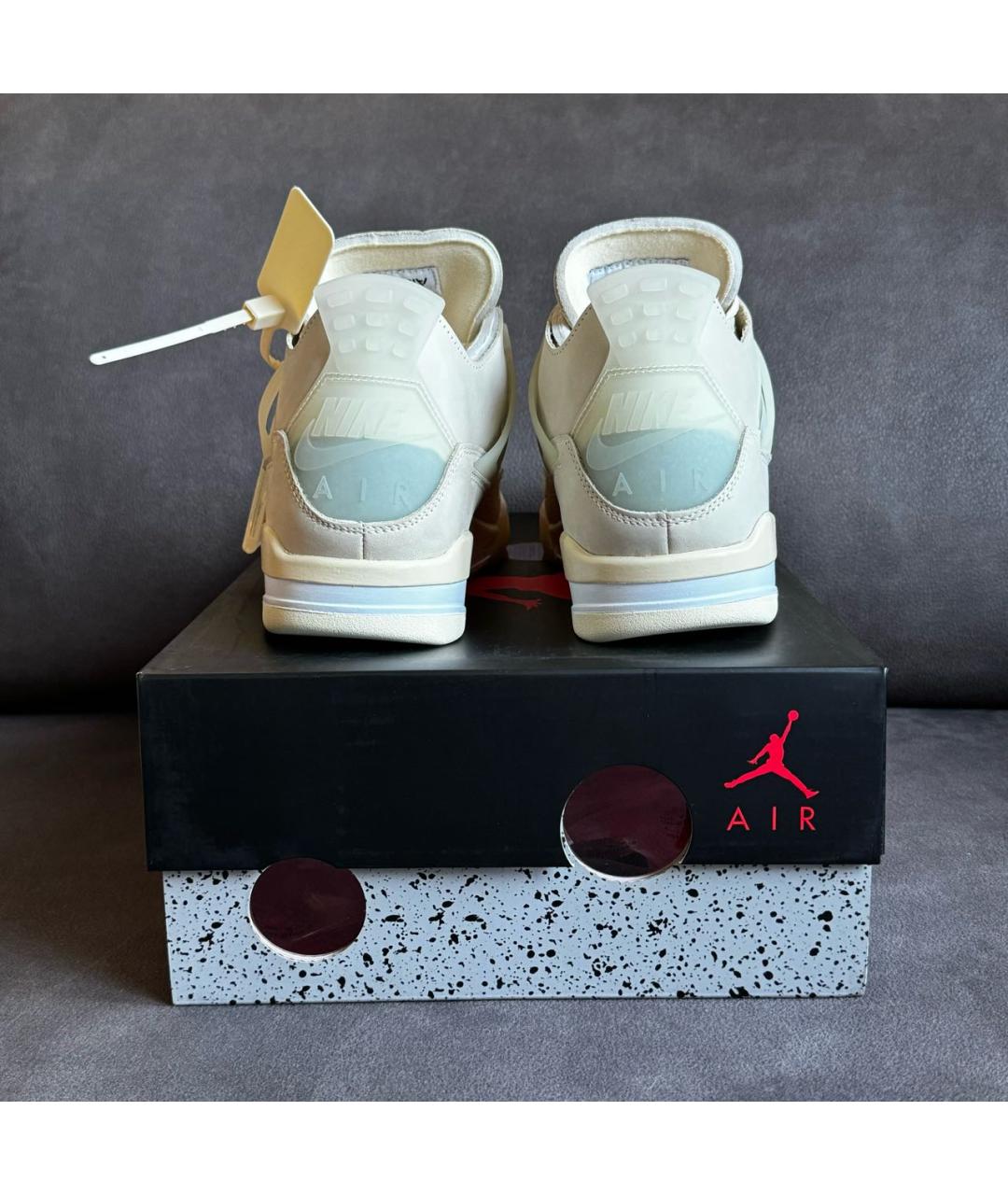 NIKE X OFF-WHITE Бежевые кожаные высокие кроссовки / кеды, фото 3