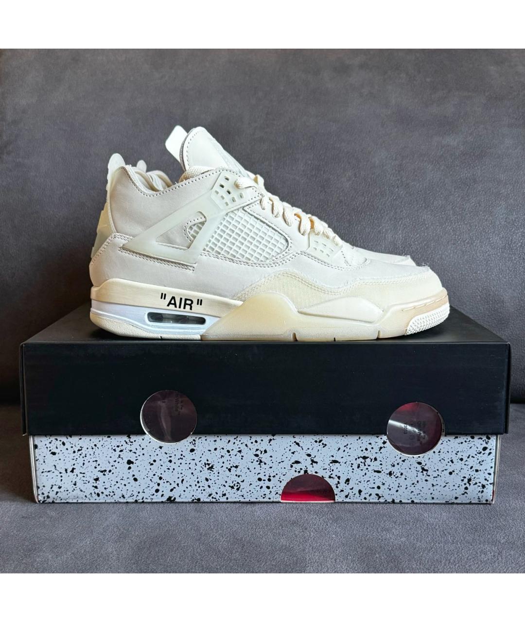 NIKE X OFF-WHITE Бежевые кожаные высокие кроссовки / кеды, фото 4