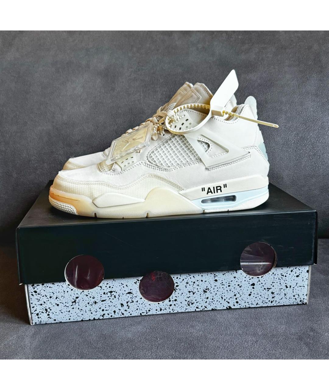 NIKE X OFF-WHITE Бежевые кожаные высокие кроссовки / кеды, фото 6