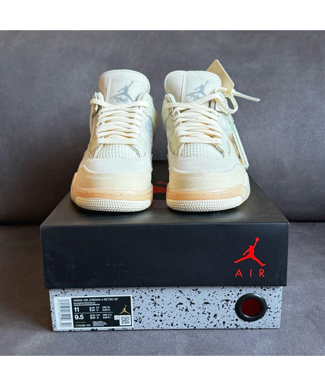 NIKE X OFF-WHITE Бежевые кожаные высокие кроссовки / кеды, фото 2