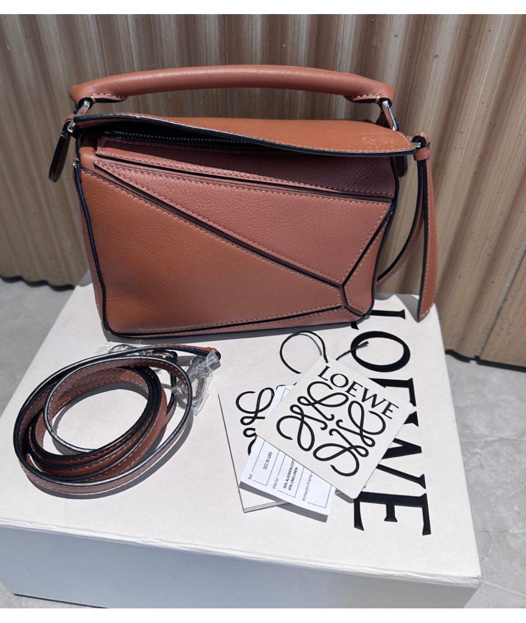 LOEWE Коричневая кожаная сумка через плечо, фото 3