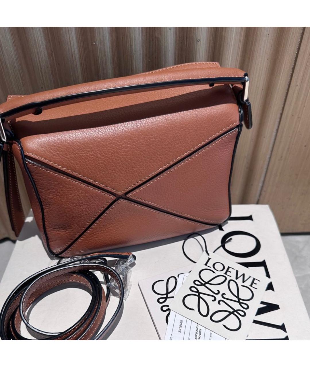LOEWE Коричневая кожаная сумка через плечо, фото 4