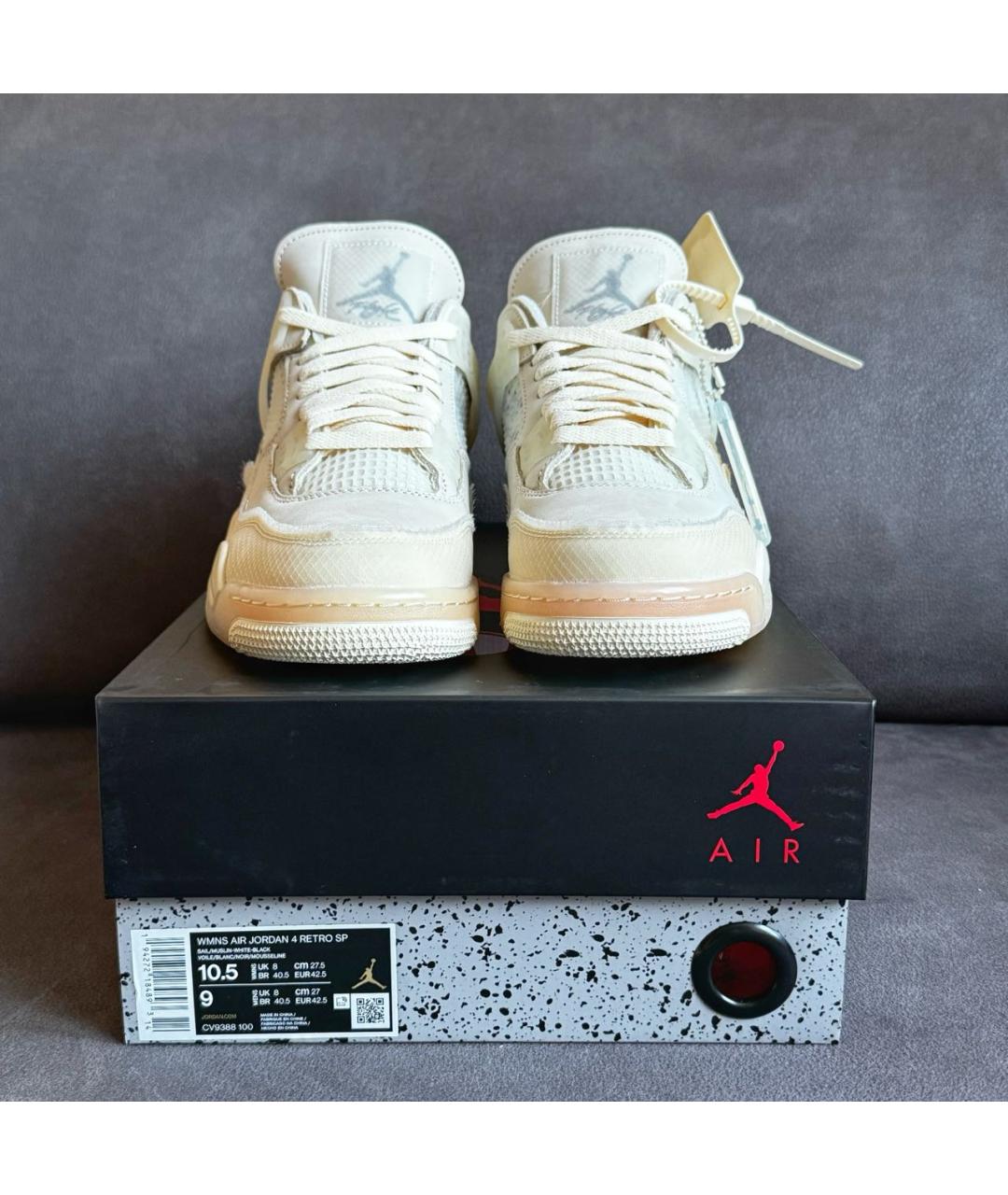 NIKE X OFF-WHITE Бежевые кожаные высокие кроссовки / кеды, фото 2