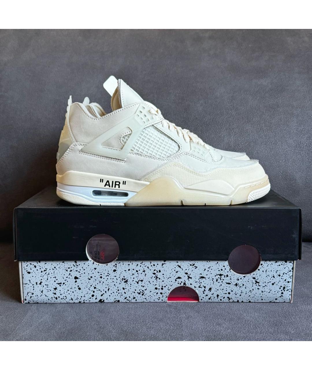 NIKE X OFF-WHITE Бежевые кожаные высокие кроссовки / кеды, фото 4