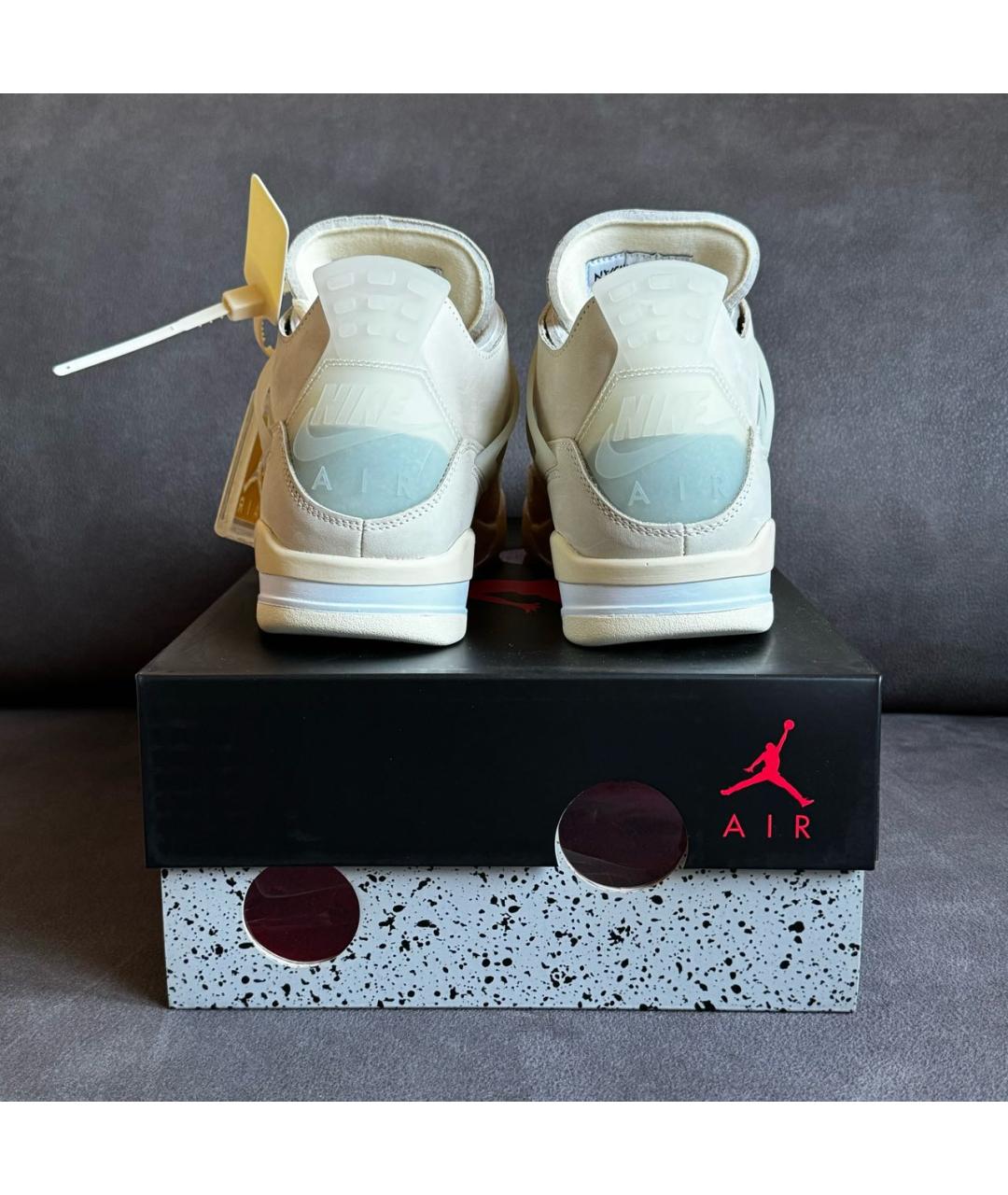 NIKE X OFF-WHITE Бежевые кожаные высокие кроссовки / кеды, фото 3