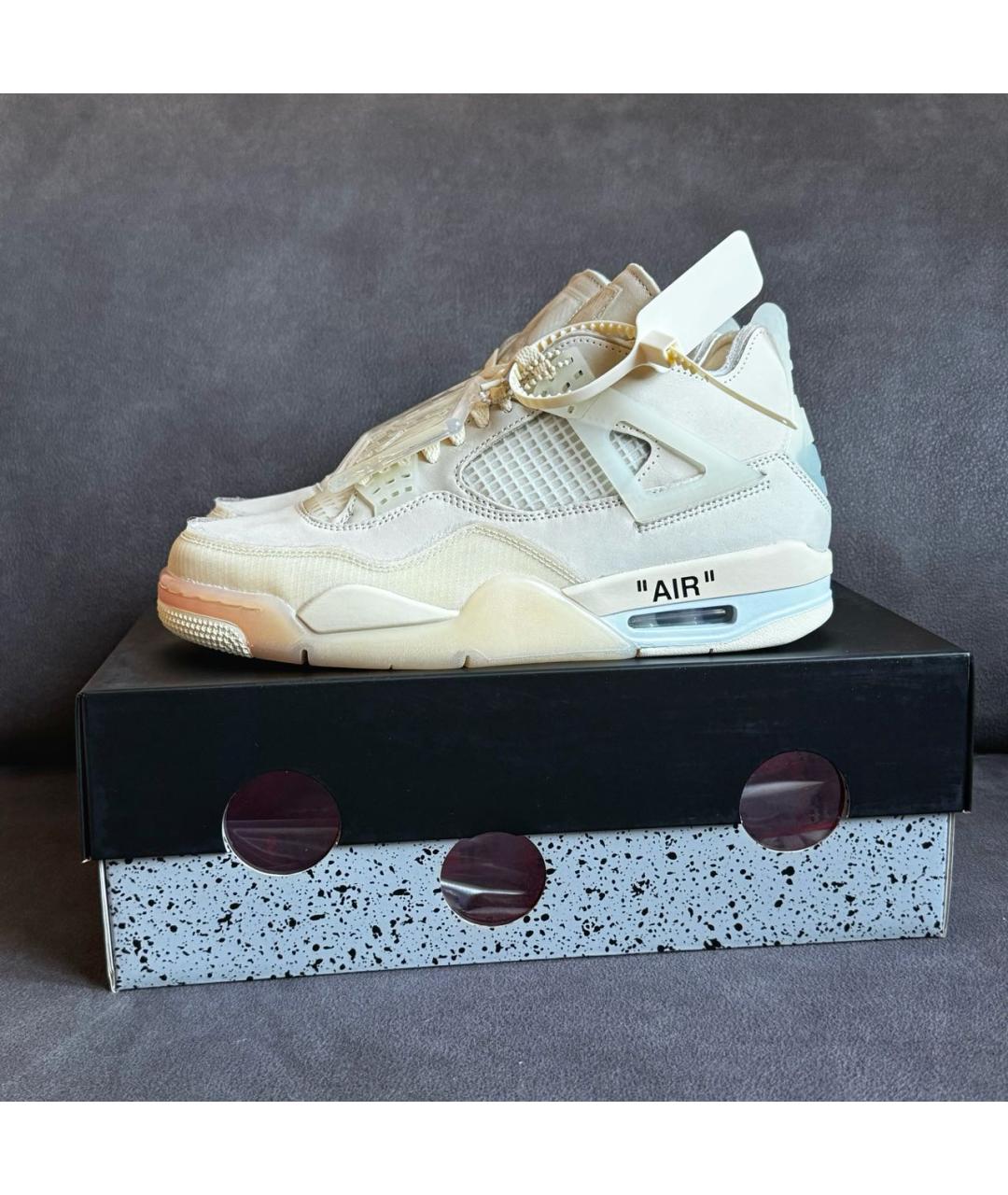 NIKE X OFF-WHITE Бежевые кожаные высокие кроссовки / кеды, фото 6
