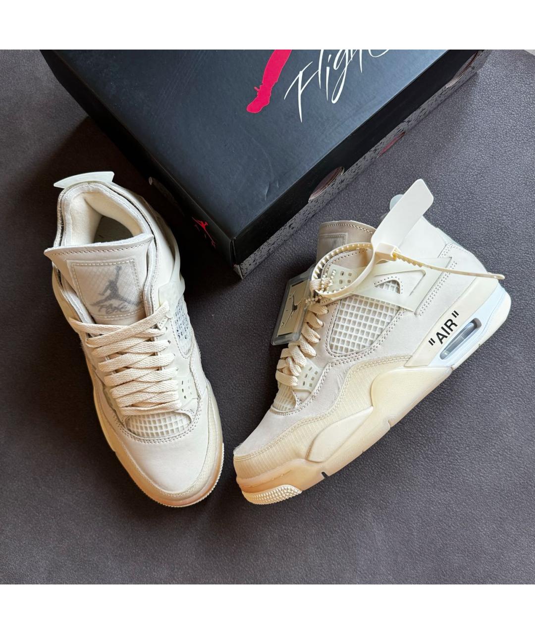 NIKE X OFF-WHITE Бежевые кожаные кроссовки, фото 5