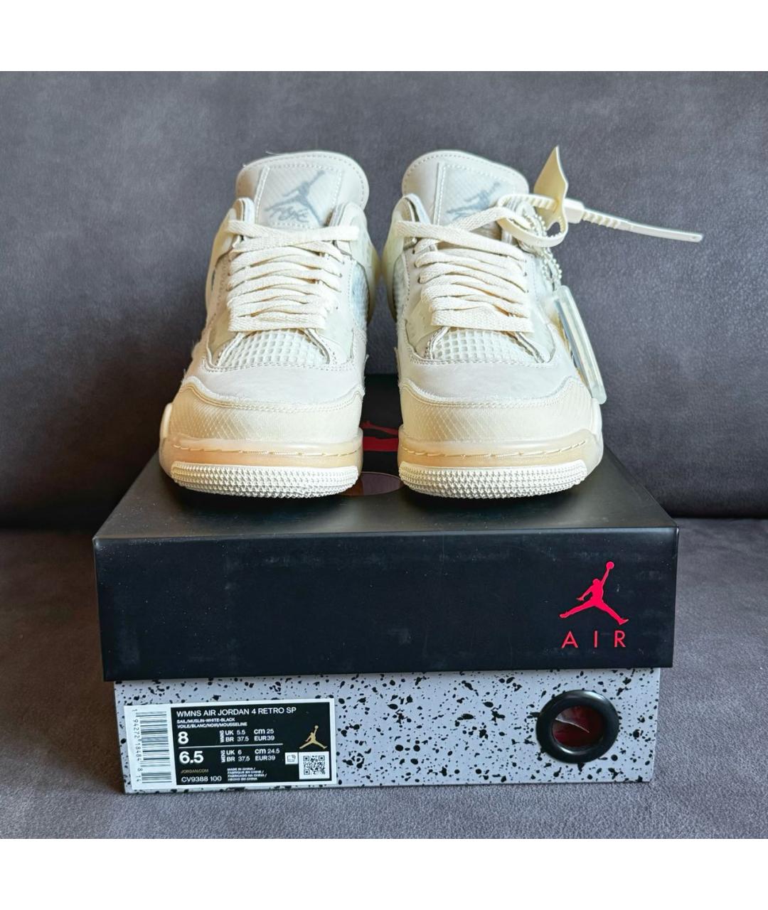 NIKE X OFF-WHITE Бежевые кожаные кроссовки, фото 2