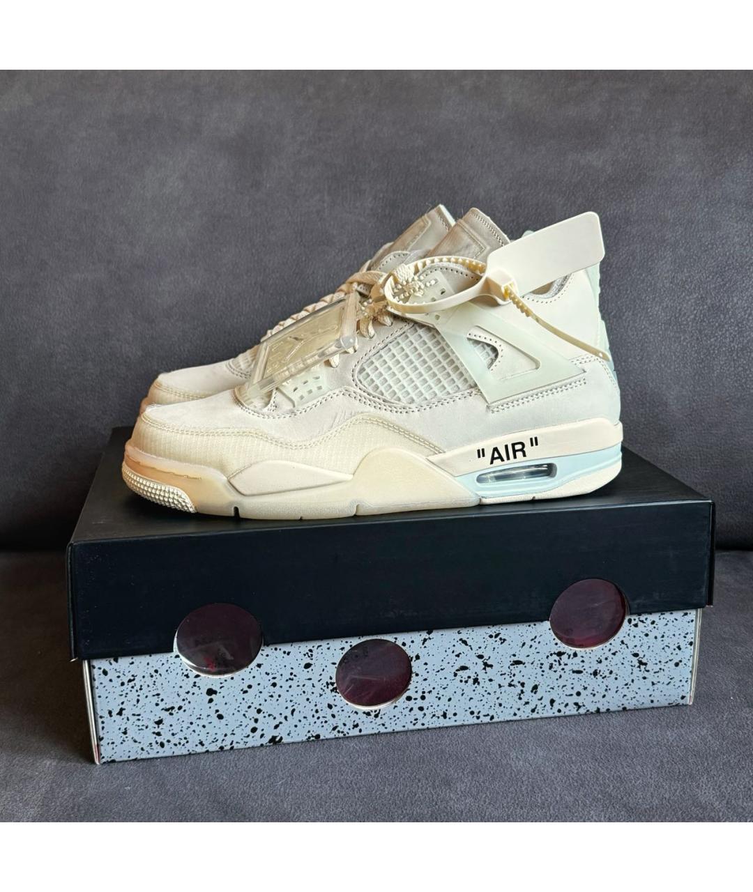 NIKE X OFF-WHITE Бежевые кожаные кроссовки, фото 6