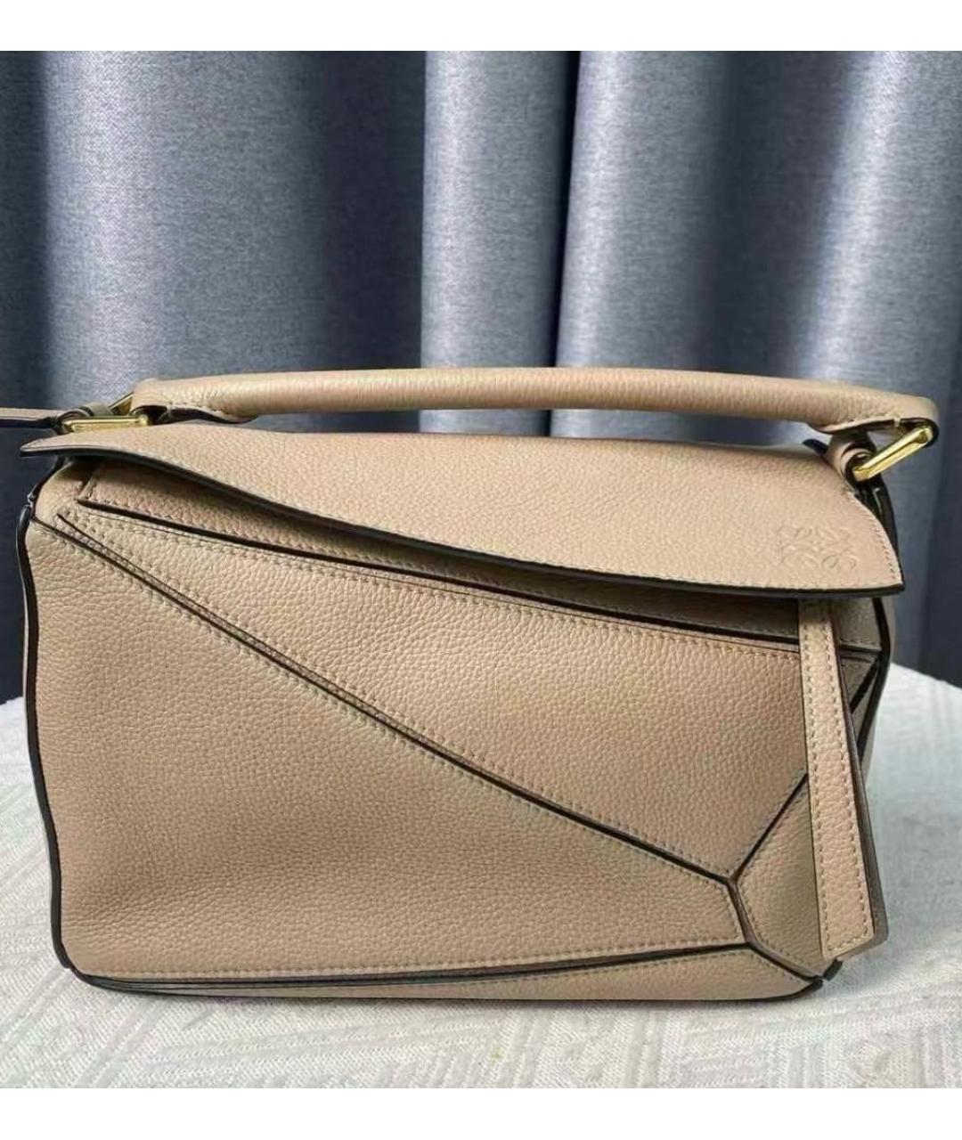 LOEWE Бежевая кожаная сумка через плечо, фото 2