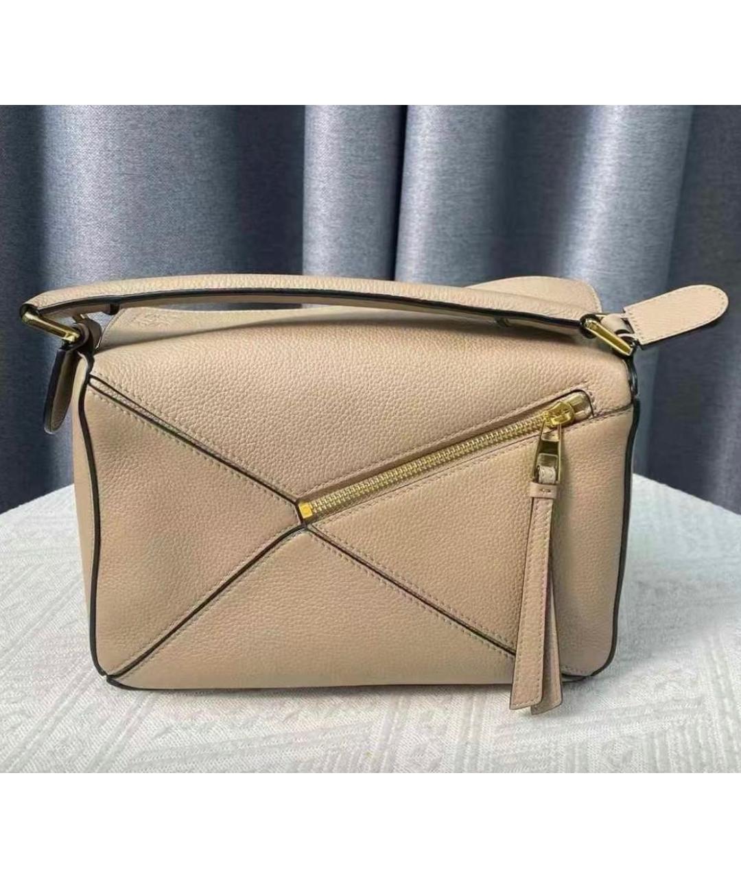 LOEWE Бежевая кожаная сумка через плечо, фото 3