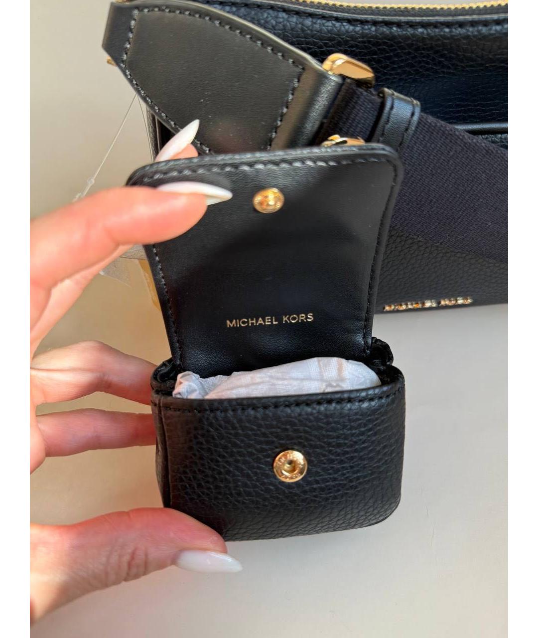 MICHAEL KORS Черная кожаная сумка через плечо, фото 5