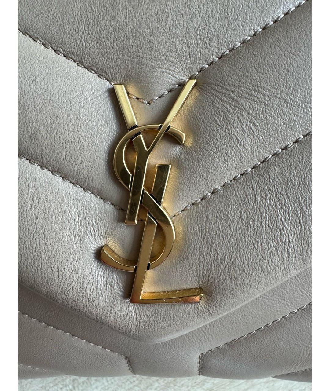 SAINT LAURENT Бежевая кожаная сумка через плечо, фото 3