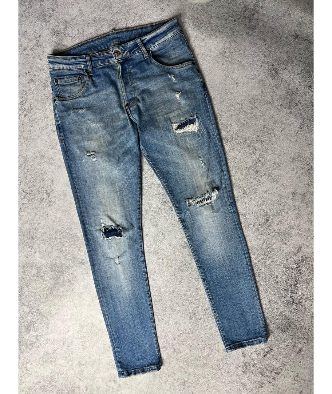DSQUARED2 Голубые хлопко-эластановые джинсы скинни, фото 8