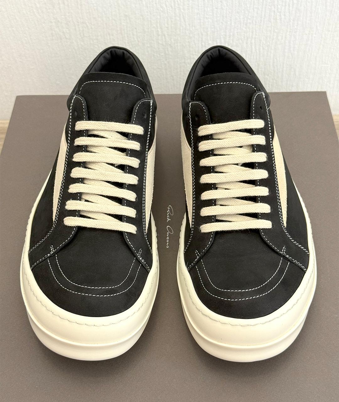 RICK OWENS Черные кожаные низкие кроссовки / кеды, фото 3