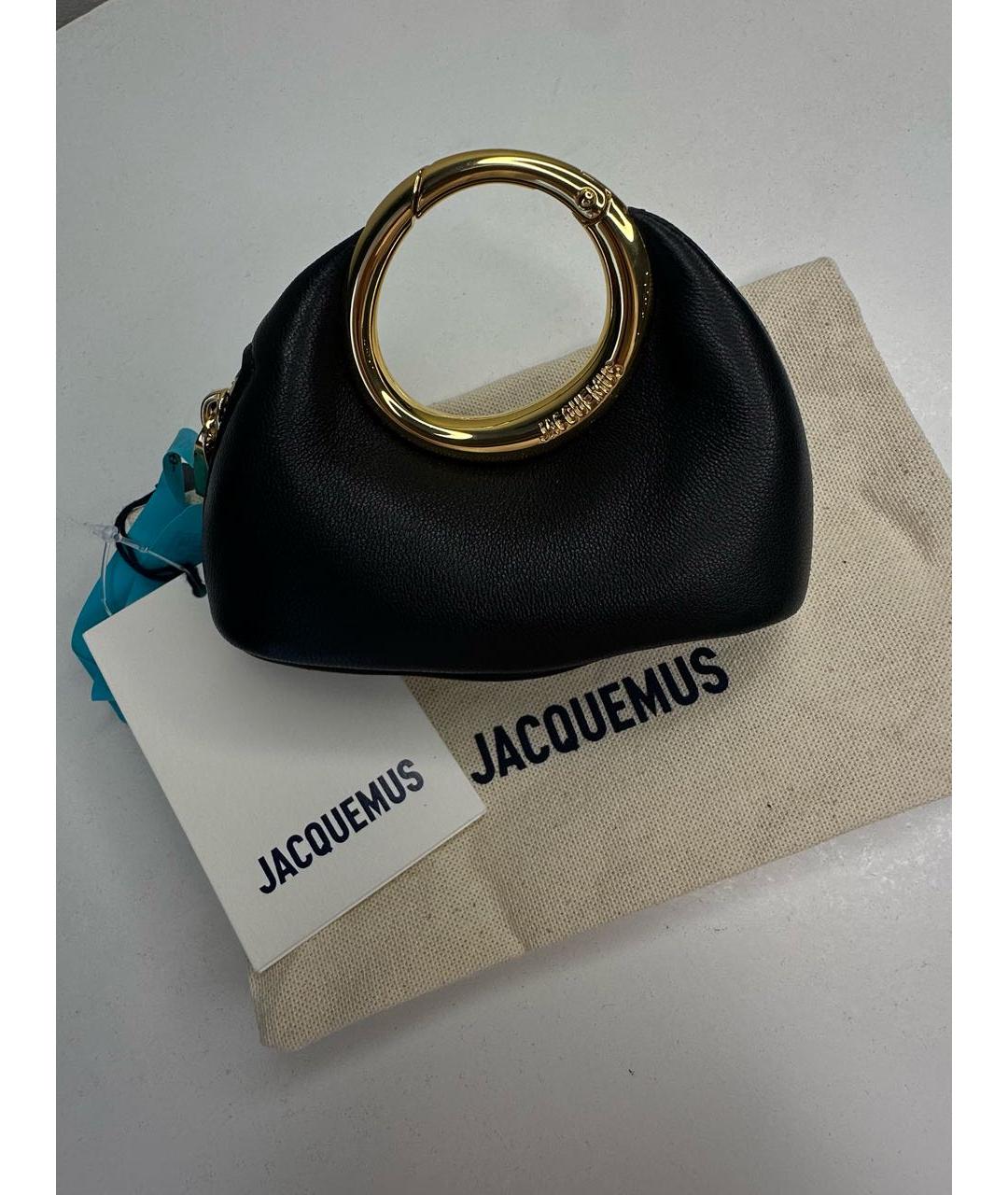 JACQUEMUS Черная кожаная сумка с короткими ручками, фото 5
