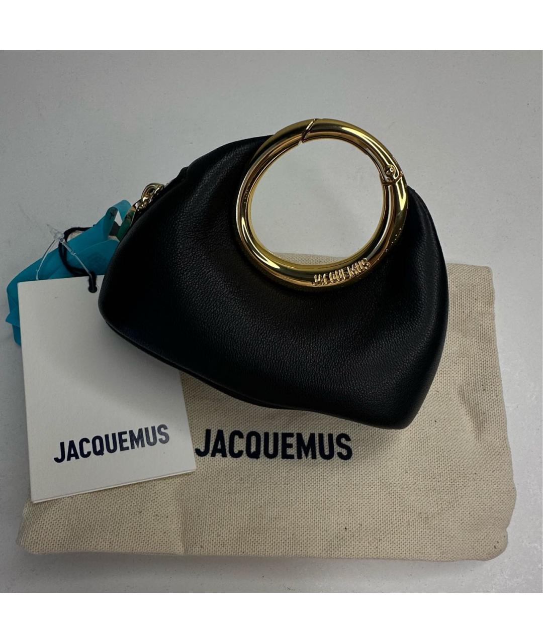 JACQUEMUS Черная кожаная сумка с короткими ручками, фото 7