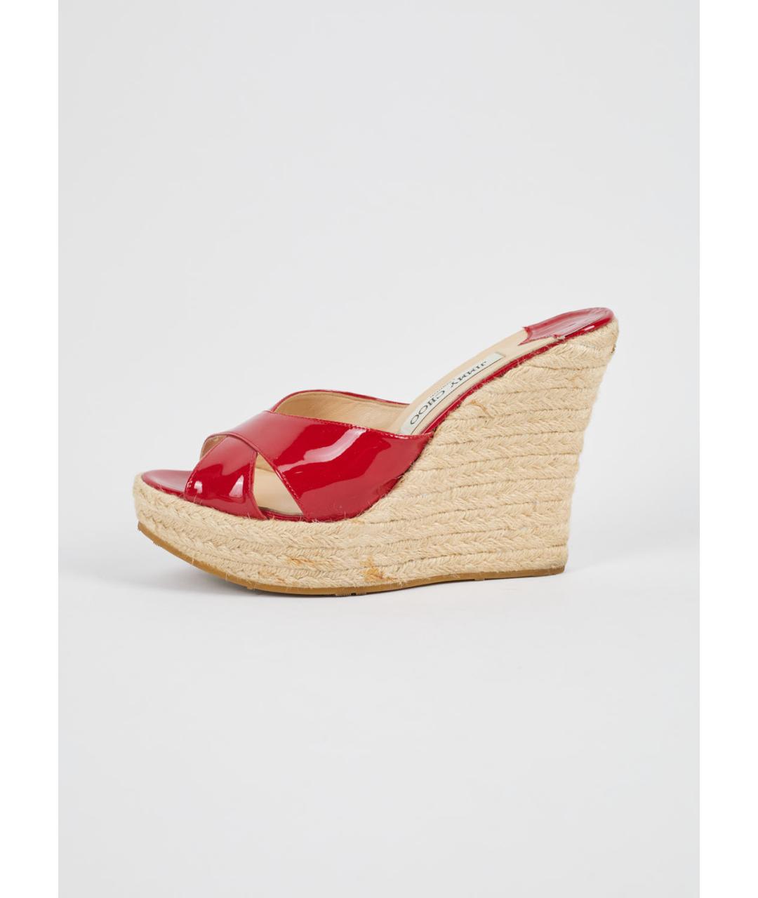 JIMMY CHOO Красные кожаные сабо, фото 8