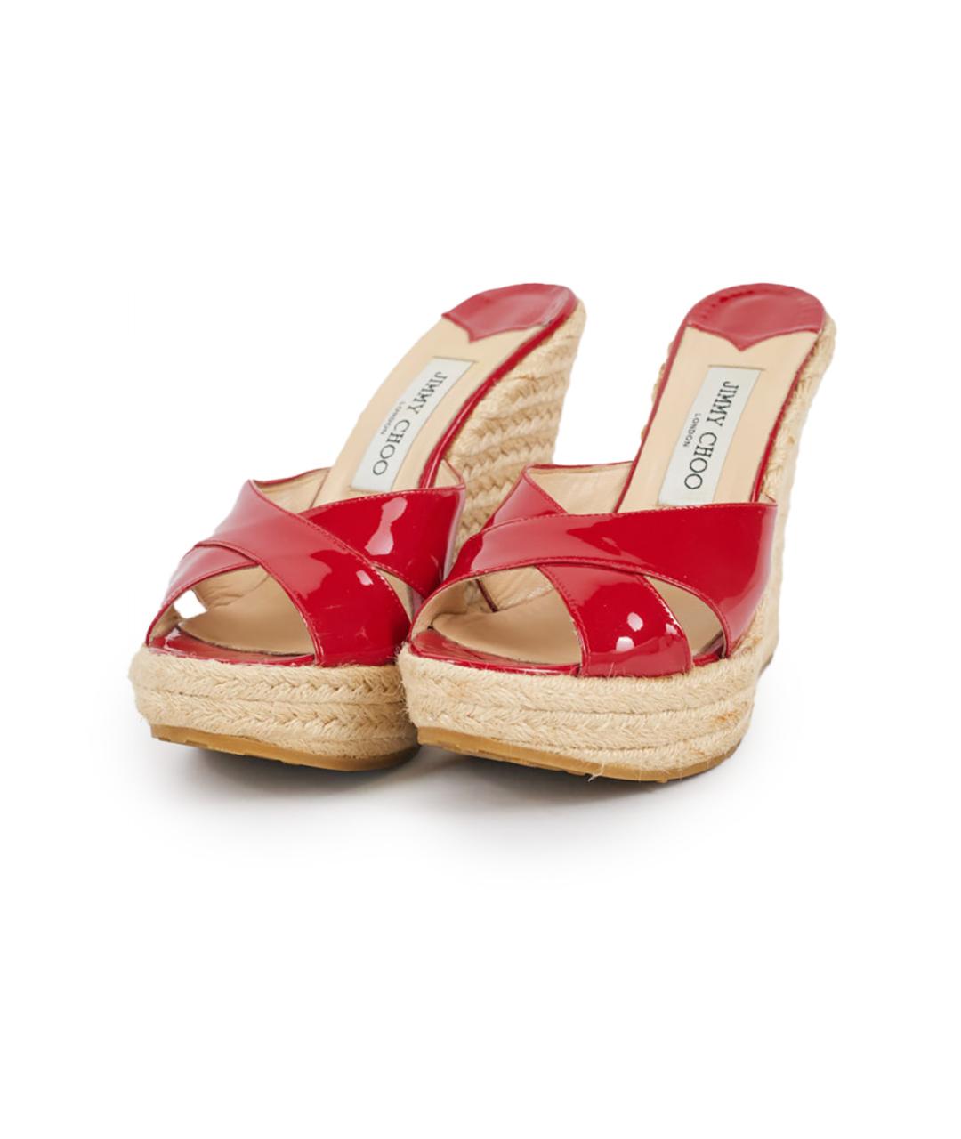 JIMMY CHOO Красные кожаные сабо, фото 2