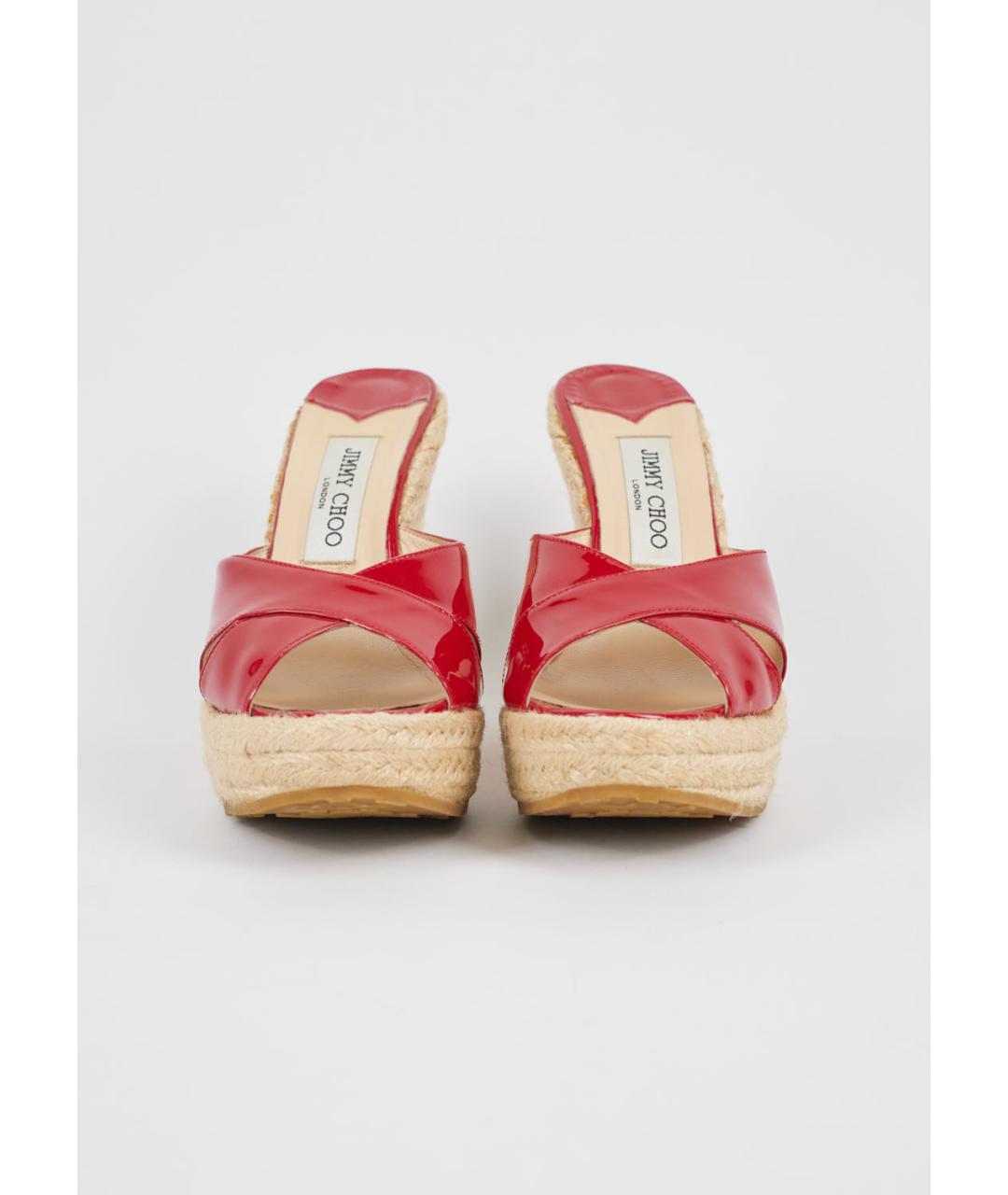 JIMMY CHOO Красные кожаные сабо, фото 3