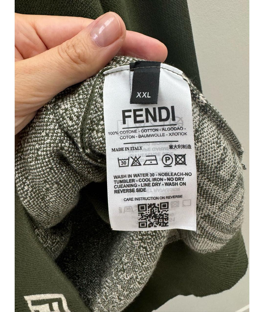 FENDI Хаки хлопковый джемпер / свитер, фото 4