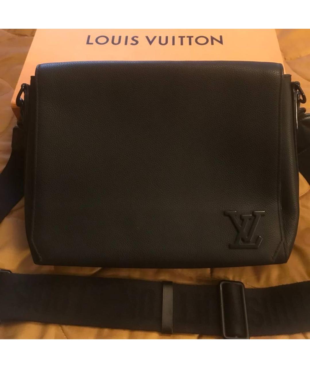 LOUIS VUITTON Черная кожаная сумка на плечо, фото 7